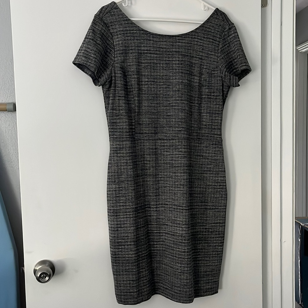 Banana Republic tweed scoop neck cap sleeves Gray Dress size 12